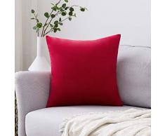 MIULEE Kissenbezüge, Samt, weich, dekorativ, quadratisch, für Sofa, Schlafzimmer, Auto 22x22 rot