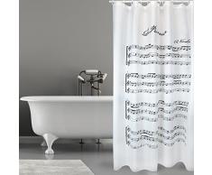 MSV Cotexsa by Premium Anti-Schimmel Textil Duschvorhang - Anti-Bakteriell, waschbar, 100% wasserdicht, mit 12 Duschvorhangringen - Polyester, Vivaldi WeiÃ 180x200cm - Made in Spain