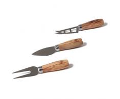 Bérard Käse Set, dreiteilig Messer, Olivenholz, Edelstahl, Holz, 16 x 2,5 x 3 cm