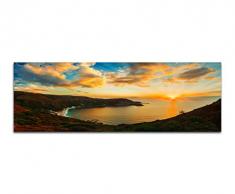 Panoramabild auf Leinwand und Keilrahmen 150x50cm Griechenland KÃ¼ste Meer Sonnenuntergang