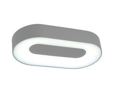 Eco Light Moderne Außenleuchte für Wände oder Decken Ublo IP54, oval, 28,3 x 15,3 cm, silber 3491 L SI