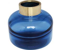 Kare 61782 Vase Positano Belly Blau 21cm, Glas, Messing lackiert