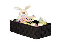 Relaxdays Aufbewahrungskorb klein, eckiger Organizer mit 3 Fächern, Badorganizer Korb, PP, HBT: 10,5x35,5x17cm, schwarz