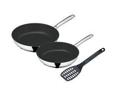 WMF Devil Pfannenset 3-teilig, Bratpfanne beschichtet 24, 28 cm, mit Pfannenwender, Cromargan Edelstahl beschichtet, Induktion, Keramikbeschichtung, backofenfest