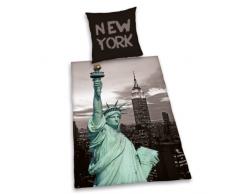 Herding YOUNG COLLECTION Bettwäsche-Set, New York, Kopfkissenbezug 80x80cm, Bettbezug 135x200cm, 100% Polyester, mit leichtläufigem Reißverschluss