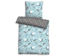 biberna Feinbiber Bettwäsche Kids & Teens Garnitur mit Kopfkissenbezug (Baumwolle) 1x 100x135 cm + 1x 40x60 cm, eisblau 0004646/222/014