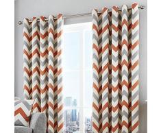 Fusion Chevron Ösenvorhang baumwolle Teracotta Curtains: 90 Width x 72 Drop (228 x 183cm)
