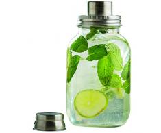 TableCraft Mason Jar Cocktail Shaker mit Metall TOP, transparent, 9,5 x 20 cm/887 ml, 3-teilig