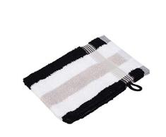Gözze Waschhandschuh 4er-Set, 100% Baumwolle, 17 x 24 cm, New York, Streifen, Schwarz/Weiß/Silber, 555-9100-A1