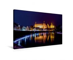 Calvendo Premium Textil-Leinwand 75 cm x 50 cm Quer, Winterlicher Schlossblick vom Donaukai | Wandbild, Bild auf Keilrahmen, Fertigbild auf Echter Leinwand, Leinwanddruck Orte Orte