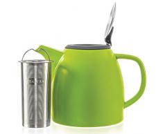 Tealyra - Drago Keramik Teekanne - Ceramic Teapot Lime - 1100ml (4-6 cups) - Large Stylish Teapot - Stainless Steel Lid and Extra-Fine Infuser To Brew Loose Leaf Tea - Dishwasher-safe