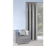 Eurofirany Amelia Gardine Vorhang Kräuselband Einfarbig Leinwandbindung - Wohnzimmer Lounge 1 Stk, Polyester, Signalgrau/Grau, 140X270cm