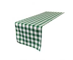 La-Bettwäsche mit kariert Tischläufer, Polyester, grün/weiß, 35.56 x 274.32 x 0.04 cm