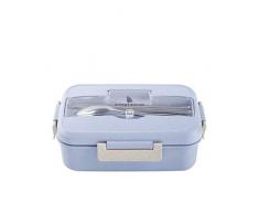 Upstyle lebensmittelechter Kunststoff Lunchbox Kit Set Mikrowelle erhältlich, All-in-One Stilvolle Frischhaltedose für Erwachsene, Kinder - Modernes quadratisches Design mit Besteck - umweltfreundlich blau