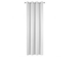 Design91 Glatt Blackout Verdunkelnd 8 Ösen Weich Vorhänge Gardinen Modern Schlicht Schlafzimmer Kinderzimmer Wohnzimmer, Weiß, 135X250cm