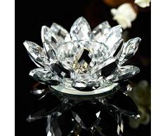 XIANGBAN Kristall-Kerzenständer Lotus-Kerzenständer Home Feng Shui Dekoration mit Geschenkbox Weiß-Groß