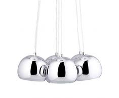 Relaxdays Pendelleuchte 7-flammig, Deckenleuchte, Deckenlampe, Hängelampe Metall, H x B x T: ca 132 x 56 x 56 cm, silber