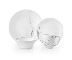 Corelle 3227 Tafelservice aus Birkenholz, bruchfest, 16-teilig, Vitrelle-Glas