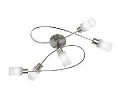 Trio Leuchten LED Deckenleuchte Jones 671410507, Metall Nickel matt, Glas weiß gewischt, 5x 4 Watt