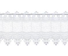 Plauener Spitze by Modespitze, Store Bistro Gardine Scheibengardine mit Stangendurchzug, hochwertige Stickerei, Höhe 28 cm, Breite 176 cm, Weiß