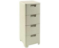 CURVER Regal mit 4 Schubladen STYLE Regal mit 4 Schubladen, Polypropylene, cremig, 33x38x79