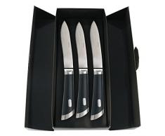 Sambonet Special Knife Edelstahl 18/10 Set 3 Steakmesser T-Bone 25,6 cm, Glatte Klinge, schwarz, 29 x 13 x 6 cm, 3-Einheiten