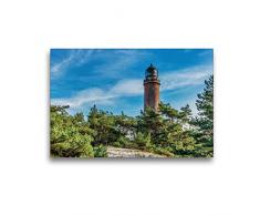 Premium Textil-Leinwand 45 x 30 cm Quer-Format Leuchtturm Darßer Ort | Wandbild, HD-Bild auf Keilrahmen, Fertigbild auf hochwertigem Vlies, Leinwanddruck von Gunter Kirsch