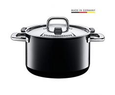 Silit Nature Black Kochtopf hoch 24cm, Metalldeckel mit Dampföffnung, Fleischtopf 6,4l, Silargan Funktionskeramik, Topf Induktion, schwarz