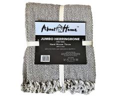 Über Home Überwurf, Fischgrätmuster, Baumwolle, Beige/Natur, kleines Doppelbett