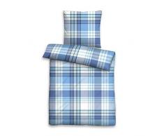biberna 0023621 Soft-Seersucker Bettwäsche Garnitur mit Kopfkissenbezug (Baumwolle) 1x 135x200 cm + 1x 80x80 cm, Ozean