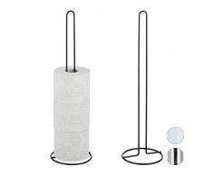 Relaxdays Ersatzrollenhalter, 2er Set, je 5 Ersatzrollen Toilettenpapier, Metall, freistehend, HxD: 50 x 14 cm, schwarz, 2 Stück
