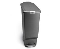 simplehuman, 40 Liter, schmaler Treteimer, grauer, 5 Jahre Garantie