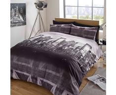 Dreamscene Gorgeous Skyline Print Bettbezug Bettwäsche-Set, Violett, Single