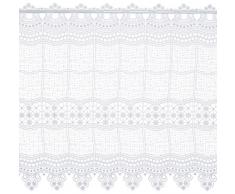 Plauener Spitze by Modespitze, Store Bistro Gardine Scheibengardine mit Stangendurchzug, hochwertige Stickerei, Höhe 58 cm, Breite 176 cm, Weiß