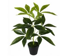 Flair Flower Schefflera Pflanze im Topf Real Touch Kunstpflanzen Zimmerpflanzen künstlich Dekopflanze Grünpflanze Seidenblumen Büropflanze 50cm, Polyester, Kunststoff, Grün, 50 x 28 x 28 cm