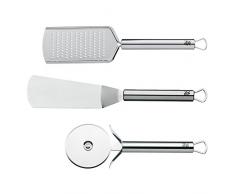 WMF Pizza-Set 3-teilig. Pizzaschneider Winkelpalette Käsereibe Cromargan Edelstahl teilmattiert spülmaschinengeeignet