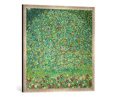 Gerahmtes Bild von Gustav Klimt Apfelbaum I, Kunstdruck im hochwertigen handgefertigten Bilder-Rahmen, 70x70 cm, Silber Raya