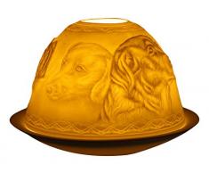 Himmlische Düfte Geschenkartikel GmbH Hunde Windlicht, Porzellan, Weiss, 12x12x8 cm