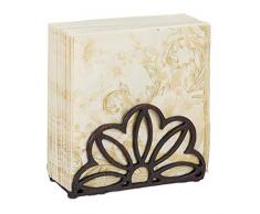 Relaxdays Serviettenhalter, für 33x33cm Servietten, schwer, rustikal, Blumen Motiv, Gusseisen, Serviettenständer, braun