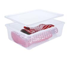 Sundis Clear Box Boots Aufbewahrungsbox mit Deckel, Kunststoff (PP), transparent, 22 Liter (55 x 37,5 x 16 cm)