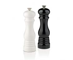 Le Creuset Mühlenset, Salz- und Pfeffermühle, ABS-Kunststoff, Je 6 x 6 x 20,8 cm, Keramik-Mahlwerk, Schwarz/Weiß