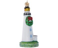 Old World Christbaumschmuck: Leuchtturm-Kollektion geblasene Ornamente für Weihnachtsbaum Leuchtturm Ocracoke 4.750 weiß