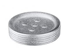 WENKO Seifenablage Polaris Juwel, Seifenschale zur Aufbewahrung von Handseife, aus edler Keramik, Ø 11 x 2,8 cm, Silber