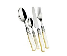 Bugatti BESTECK 24 ST?CK Set Edelstahl 18/10 Selene Perle Ivory OR SCHWARZ Griff GOLDEN Ring