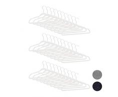 Relaxdays XXL Kleiderbügel Set, Samtbügel mit Hosenstange, Krawattenhalter, rutschfest, drehbar, großes 30er Pack, weiß