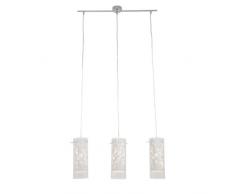 Brilliant Esma Pendelleuchte, 3-flammig, E14, 3 x max. 40W, Metall/Glas, chrom / grau-transparent 52476/15