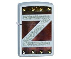 Zippo 60000066 Leather and Metal Design Feuerzeug, Messing, Edelstahloptik, 1 x 3,5 x 5,5 cm