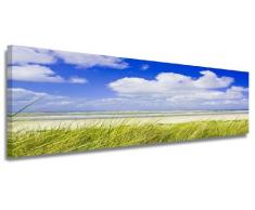 Visario Leinwandbilder 5712 Bild auf Leinwand Strand 120 x 40 cm, XXL Bilder fertig gerahmt auf echtem Holzrahmen, riesig