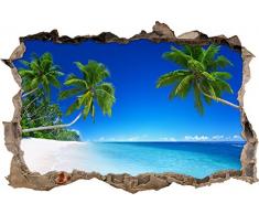 Pixxprint 3D_WD_S2538_62x42 schöne Palmen am Strand Wanddurchbruch 3D Wandtattoo, Vinyl, Bunt, 62 x 42 x 0,02 cm