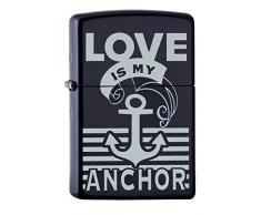 Zippo 60002068 PL Love is My Anchor Feuerzeug, Messing, Edelstahloptik, 1 x 3,5 x 5,5 cm